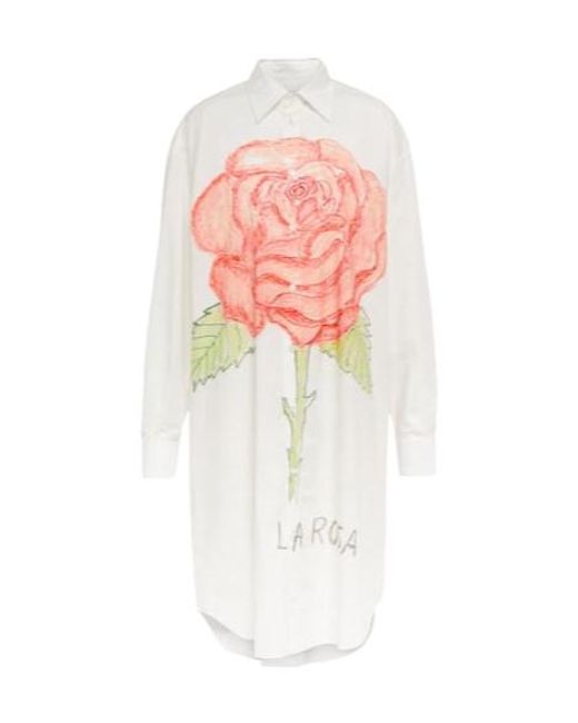Marni White Printed Cotton Poplin Shirt Dress