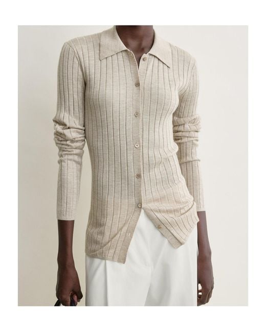Totême  White Totême Ribbed-Knit Long Sleeved Cardigan