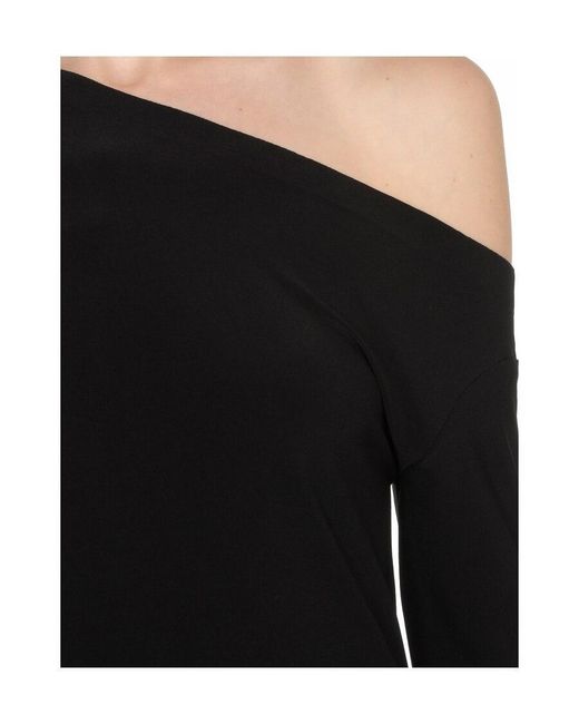 Norma Kamali Black Drop Shoulder Long-Sleeve Top