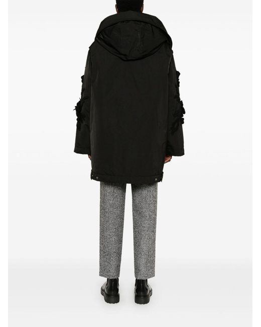 Ermanno Scervino Black Floral-Appliqué Puffer Jacket
