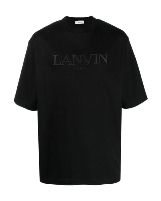 Lanvin Black Oversized Paris Embroidered T-Shirt for men