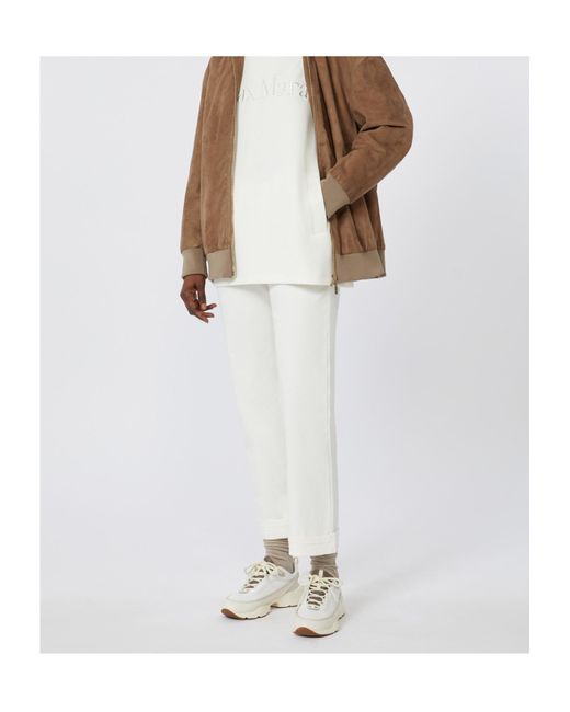 Max Mara White 'S Mid-Rise Straight-Leg Trousers