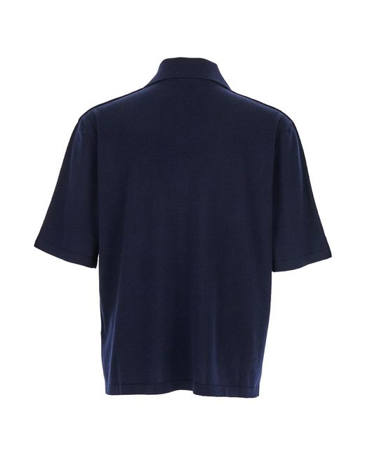 Bottega Veneta Blue Polo Shirt With Classic Collar And Front Button Closure for men