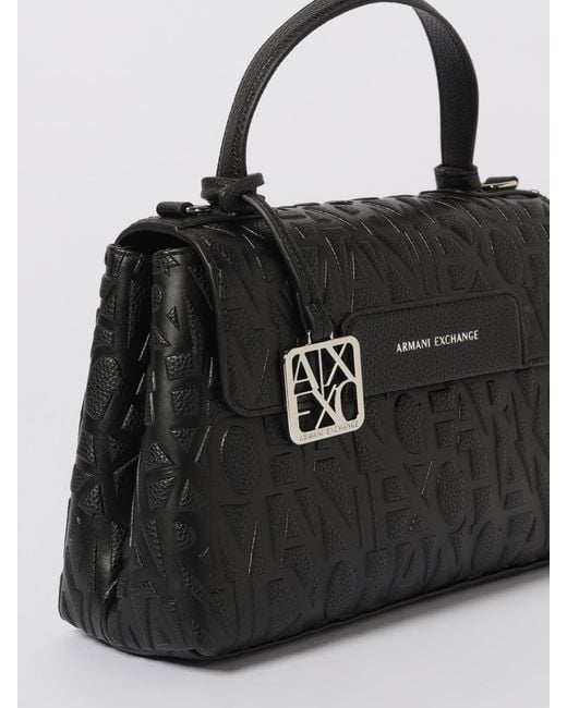 ARMANI EXCHANGE Black Liz Logo-Embossed Foldover Top Tote Bag