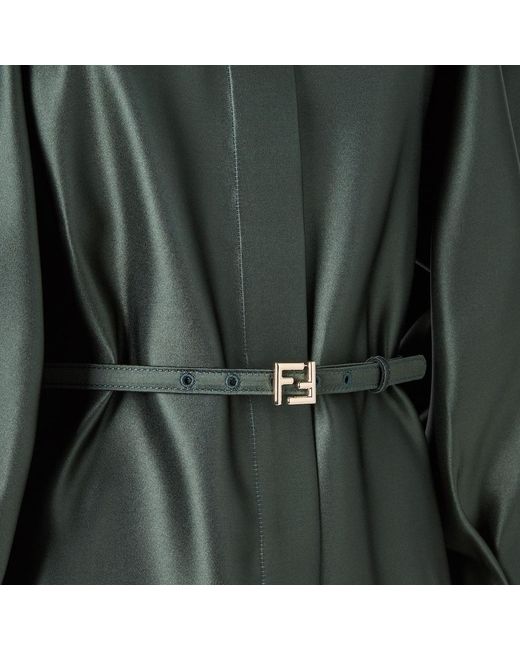 Fendi Green Duchess Crewneck Belted Jacket
