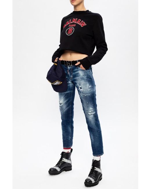 DSquared² Blue Ripped Detailing Cropped Jeans