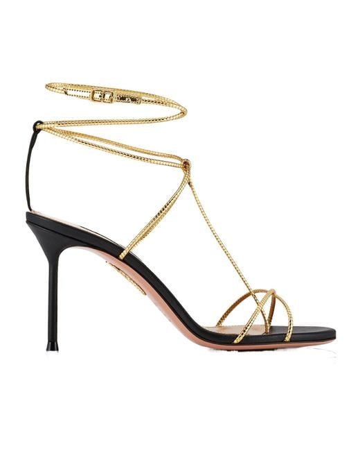 Aquazzura Metallic Open Toe Heeled Sandals