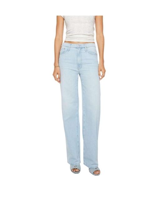 Mother Blue High-Waisted Wide-Leg Jeans