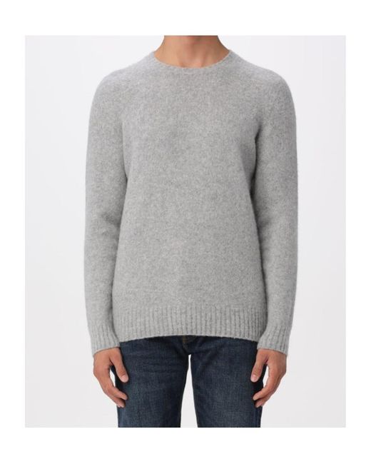 Drumohr Gray Lambswool Crew-Neck Sweater for men