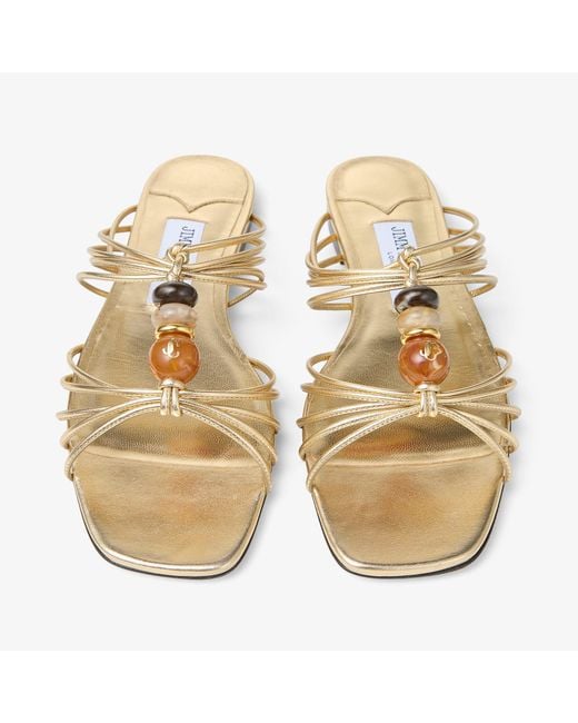 Jimmy Choo Metallic Lova Bead-Embellished Sandals