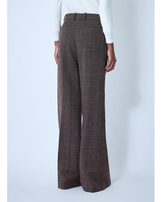 Chloé Brown Chloé Checked High-Waisted Flared Pants