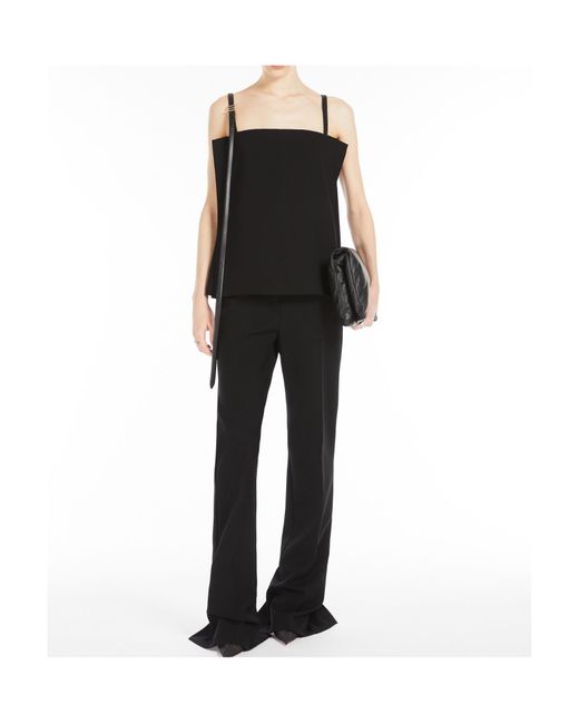 Sportmax Black Logo Patch Zip Detailed Trousers