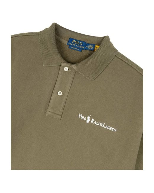 Polo Ralph Lauren Green Logo Collared Sweatshirt for men