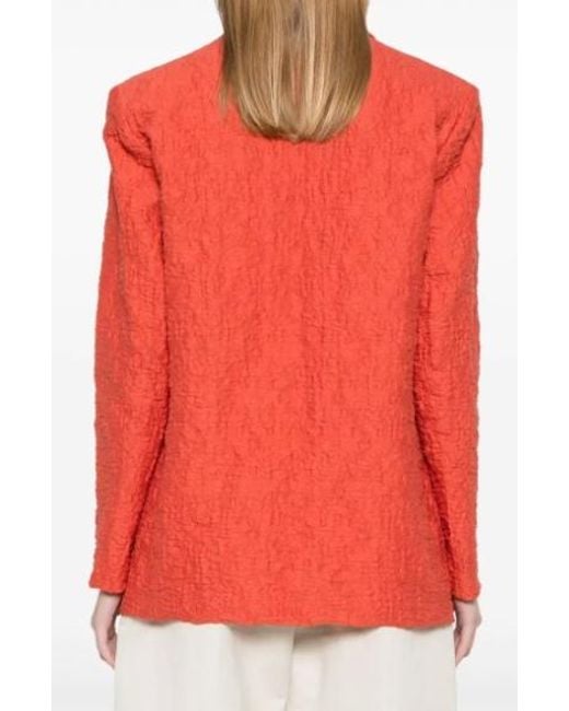 Harris Wharf London Red Crinkled Shoulder-Pads Blazer