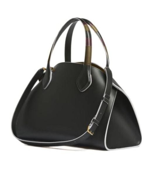 Marni Black Leather Overlap Medium Handbag