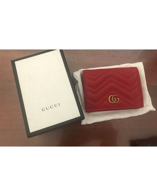 Gucci Red Gg Marmont Card Case