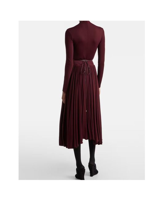 Alaïa Purple Long-Sleeved Pleated Dress