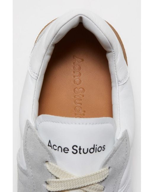 Acne White Logo Detailed Lace-Up Sneakers