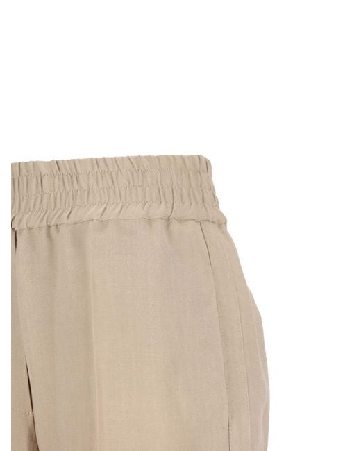 Brunello Cucinelli Natural Fluid Twill Baggy Pull-On Trousers