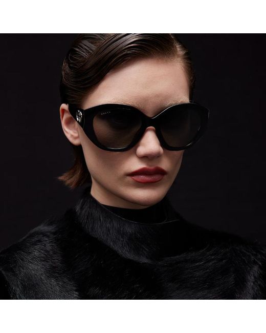 Gucci Black Geometric-Frame Sunglasses