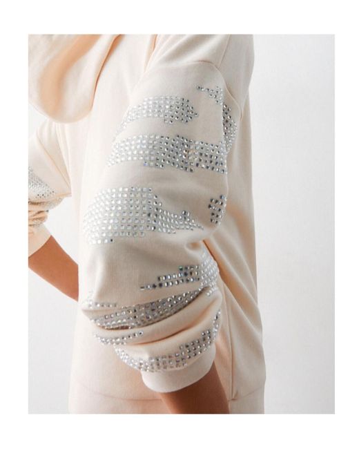 Liu Jo Natural Studded Zip-Up Hoodie