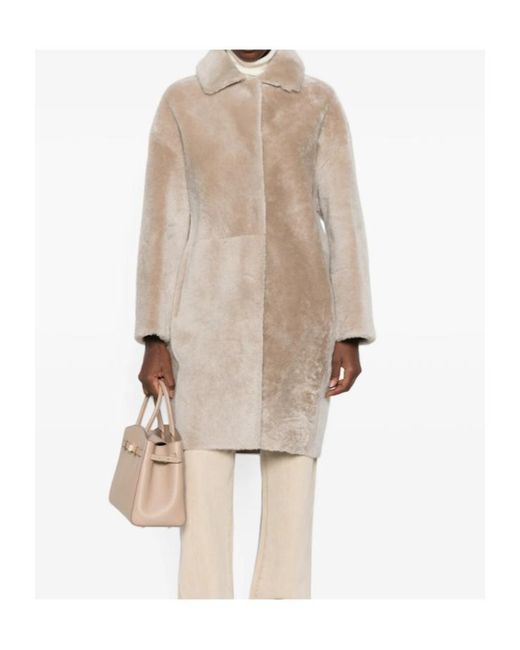 Manzoni 24 Natural Single-Breasted Long-Sleeve Coat