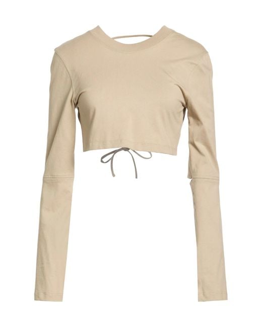 Jacquemus Natural Solid-Color Long-Sleeve Cropped T-Shirt