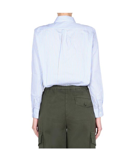 Aspesi White Striped Pattern Buttoned Shirt