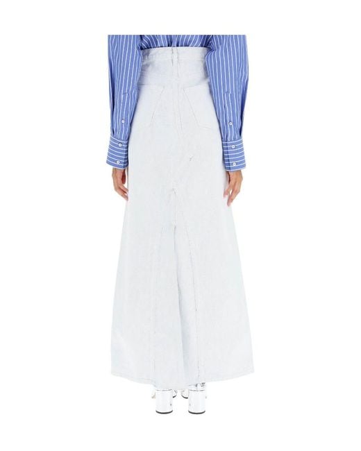 Maison Margiela White Raw-Cut Hem Midi Skirt