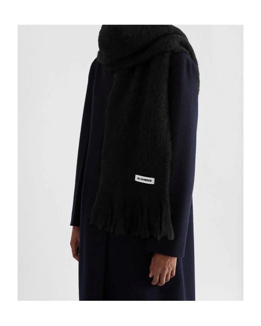Jil Sander Black Slim Wool Blend Scarf for men