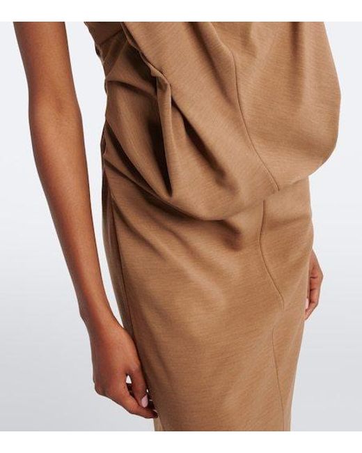 Magda Butrym Brown Floral-Appliqué Wool-Blend Gown