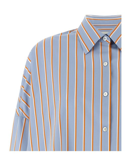 Dries Van Noten Blue Casia Oversized Striped Shirt