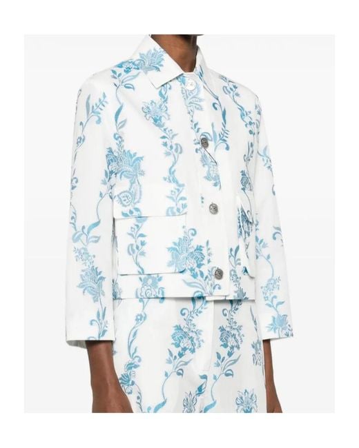 Etro Blue Floral-Pattern Pocket Jacket