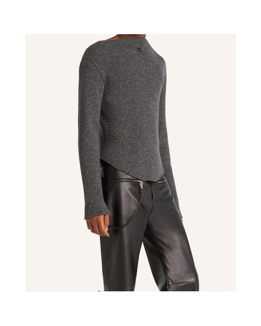 Courreges Gray Ribbed-Knit Sweater for men