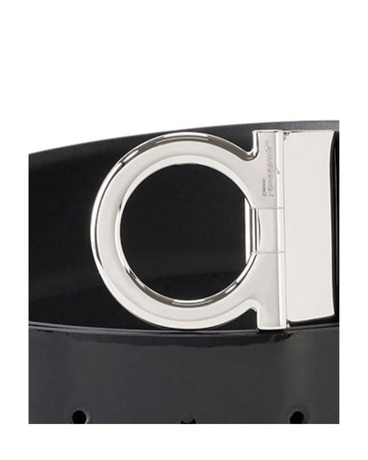 Ferragamo Black Logo Buckle Belt
