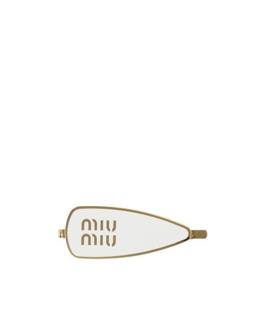 Miu Miu White Logo-Detailed Hair Clip