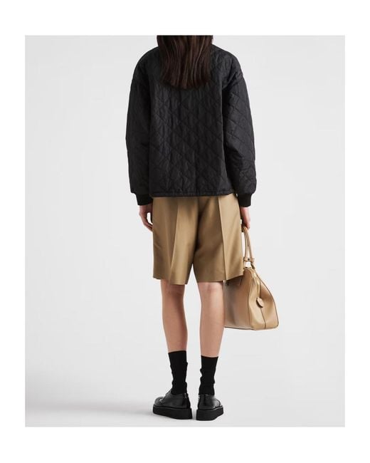Prada Black Quilted Corduroy-Trim Jacket