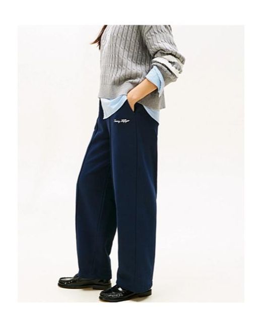 Tommy Hilfiger Blue Logo-Embroidered Track Pants