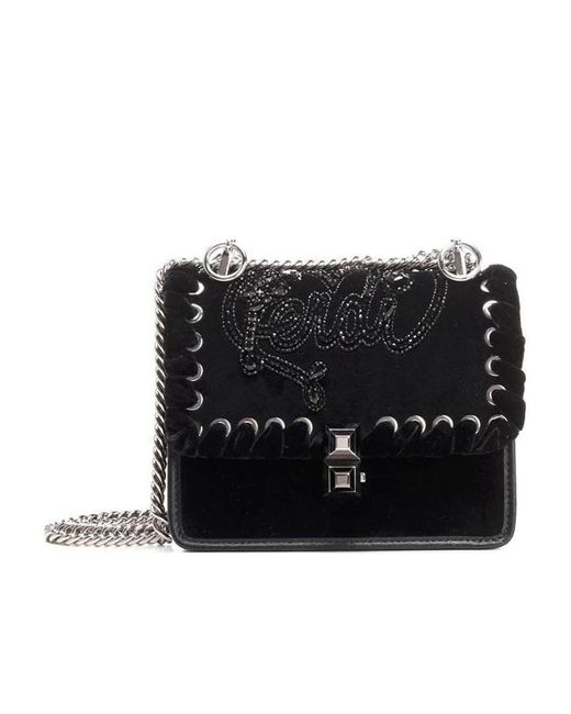 Fendi Black Kan I Logo Embellished Shoulder Bag