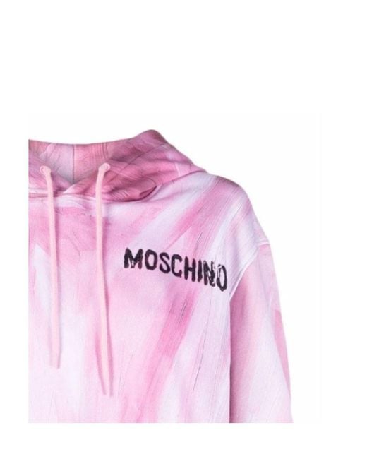 Moschino Pink Brushstroke-Print Cropped Hoodie