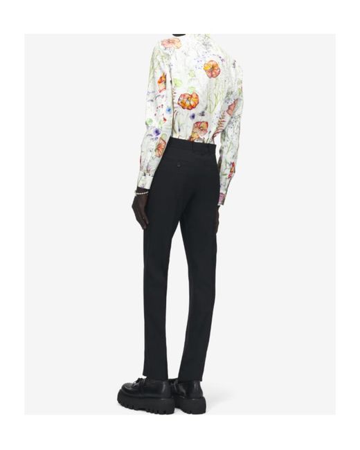 McQueen White Meadow Floral Printed Shirt for men