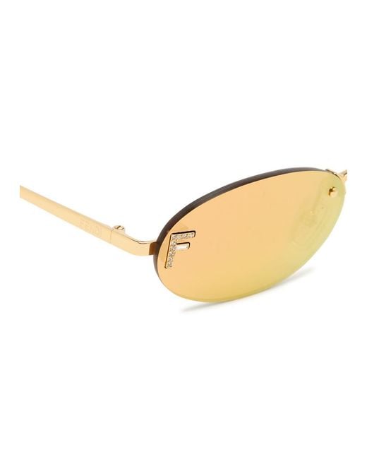 Fendi White Rimless Metal Sunglasses