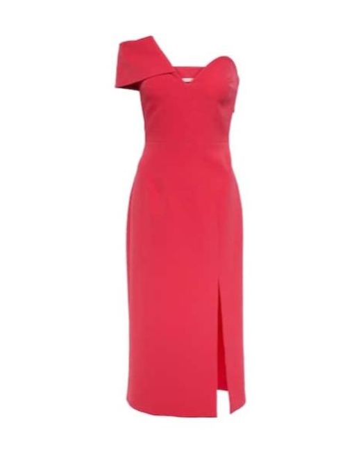 Safiyaa Red Opal Off-Shoulder Crepe Midi Dress