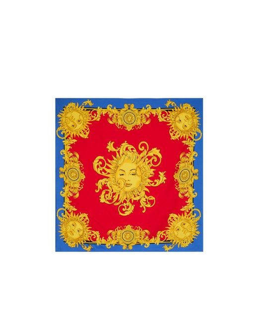 Versace Red Foulard Printed Silk Twill Scarf