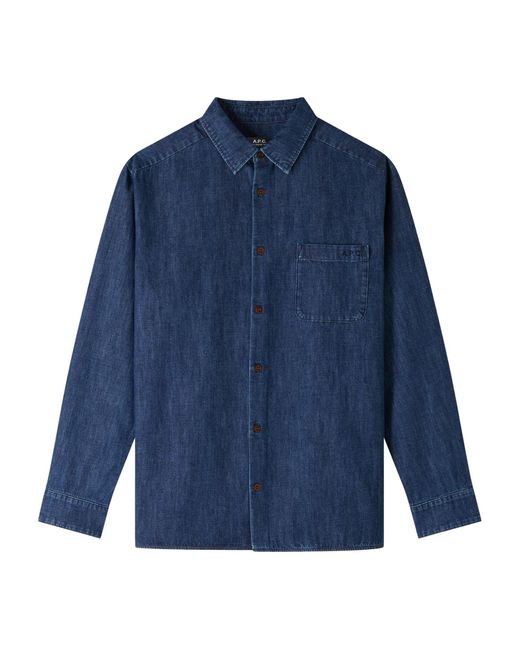 A.P.C. Blue Regular Fit Buttoned Shirt for men