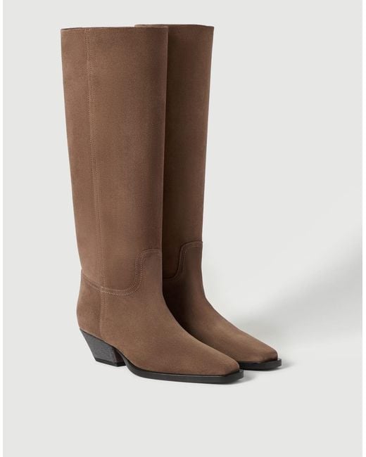 Brunello Cucinelli Brown Chunky Heel Boots