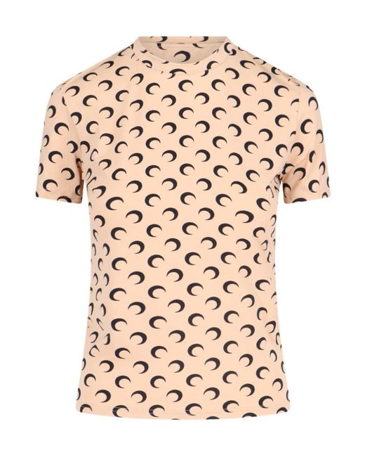 MARINE SERRE White Crescent Print Crewneck T-Shirt