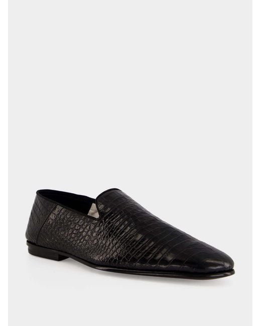 Tom Ford Black Crocodile-Embossed Loafers for men