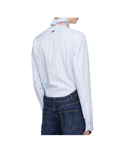 Jean Paul Gaultier Blue Pinstriped Collar Shirt for men