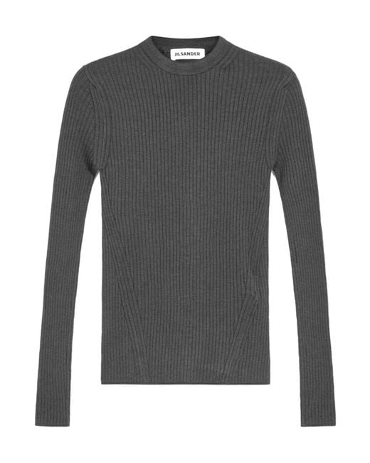 Jil Sander Gray Long-Sleeved Knitted Sweater